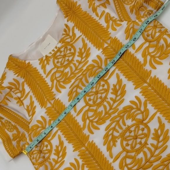 All:row Yellow White Embroidered Leaf Pattern Dress Size Small - Picture 6 of 10